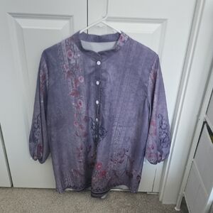 Womens Purple Button Down